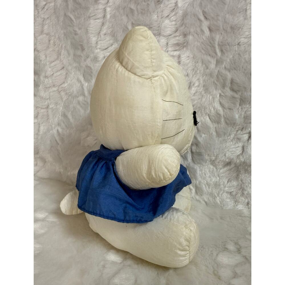 Vintage Early 90’s Sanrio Hello Kitty Plush Toy Shiny Nylon Blue Dress 9 inches - Picture 6 of 14
